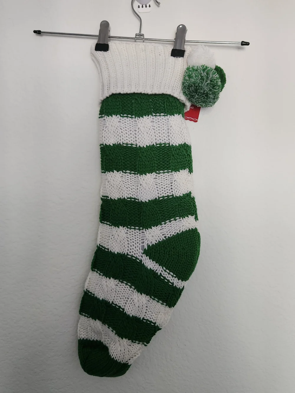 Ashland Christmas Noel Holiday Stocking Knit Green And White Striped